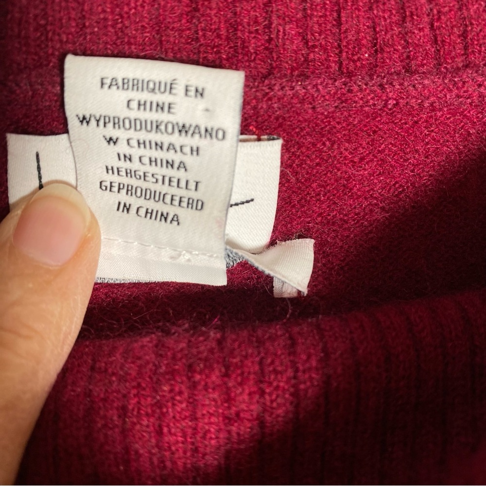 Nicole Miller Cashmere Burgundy Split Cowl Neck Sweater Long Length Oversized S - Picture 4 of 4